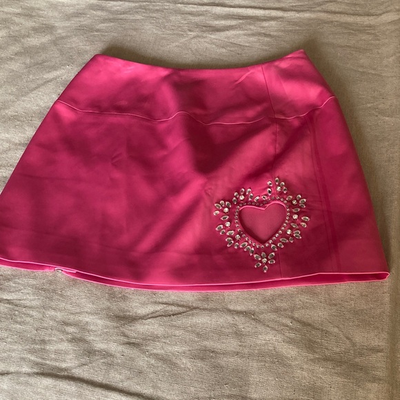 NWOT For Love & Lemons Hazel Heart Jewel Cutout Zipper mini skirt S